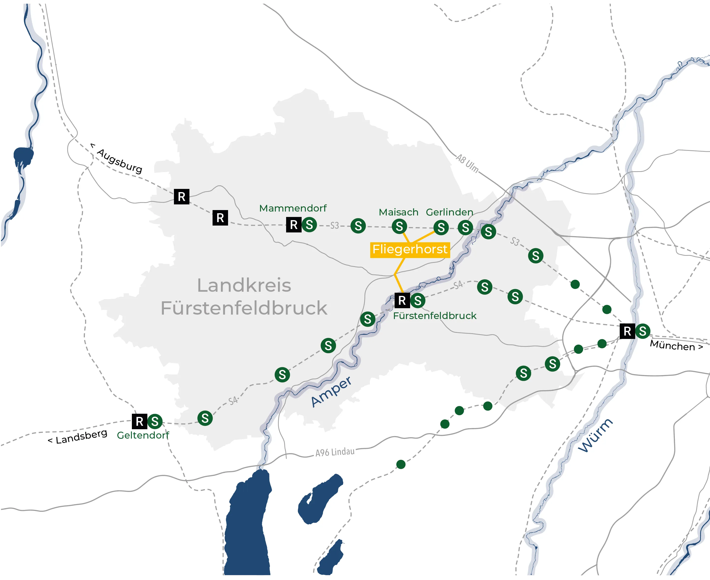Verbindungen in die Region