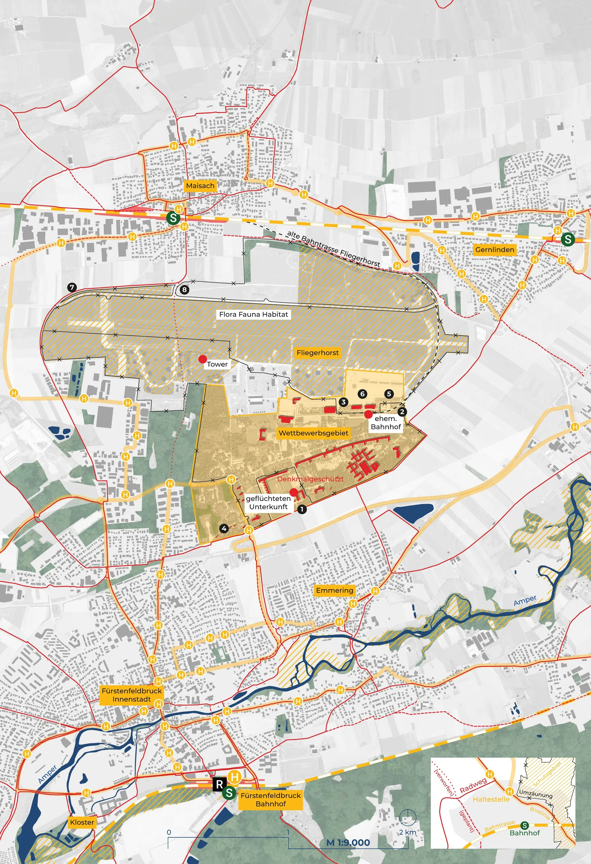 Flugfeld und Nachbarschaft